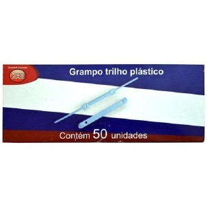 GRAMPO TRILHO PLÁSTICO BRANCO COM 50 UNIDADES